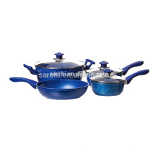 Aluminum Marble coating casserole set with glass lid